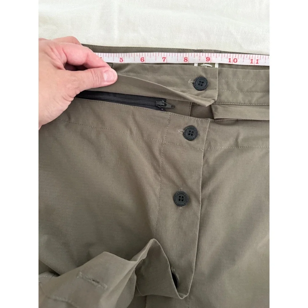 Tilley Endurables Travel Skort Womens 10 Olive Green Ripstop Button Front Hiking